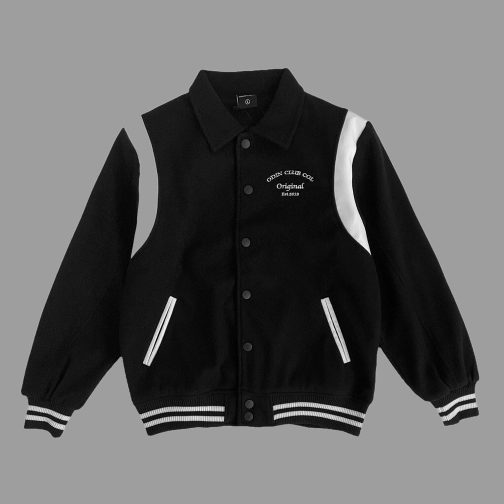 Áo Bomber Thêu Trước Ngực Hai Màu Xanh Đen,Kiểu Dáng Khoác Ngoài Thời Trang Nam