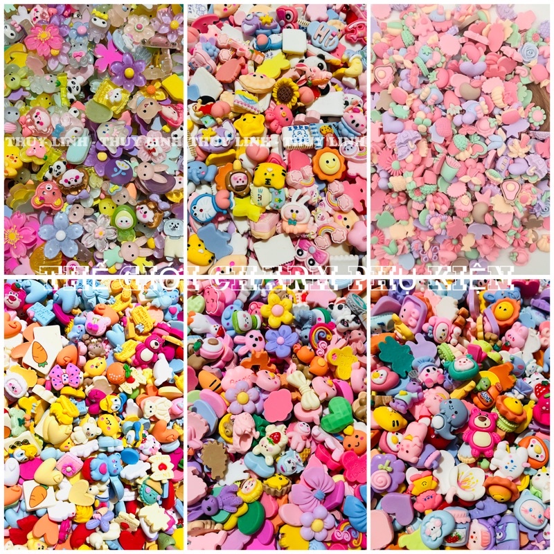 (Tặng keo) Set 100 charm/center trộn cả trong và nhám gắn cột tóc, slime, bình nước, ốp đt(có nhiều mẫu khác ảnh chụp)
