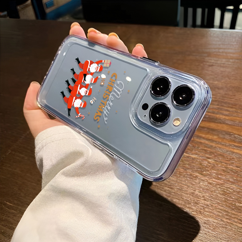 Ốp Điện Thoại Trong Suốt Hình Ông Già Noel Nhảy Múa Cho iphone 14ProMax 13 11 12 7Plus X XR XS Max 8 7