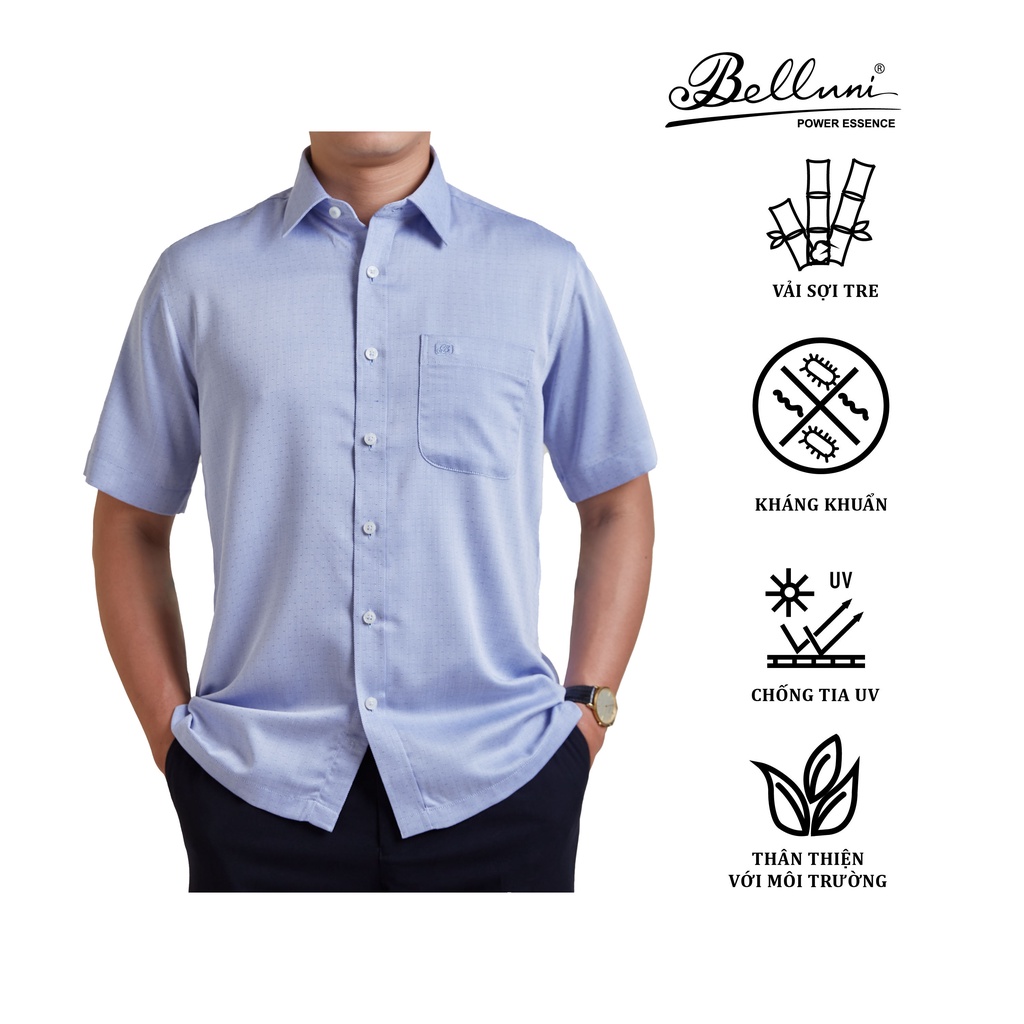 Áo sơ mi nam ngắn tay BELLUNI vải sợi tre mềm mại chống nhăn - ABN.BP.BE.223.B6
