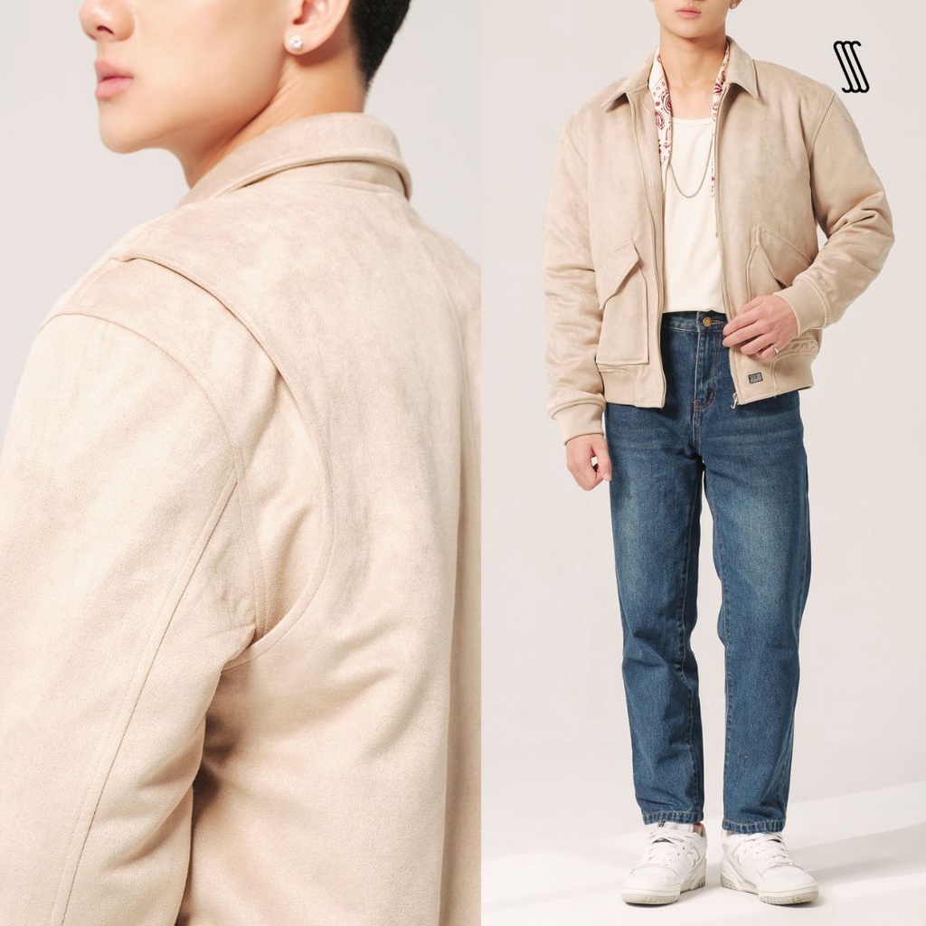 Áo khoác nam SSSTUTTER da lộn lớp lót chần bông SSS. SUEDE BOMBER JACKET