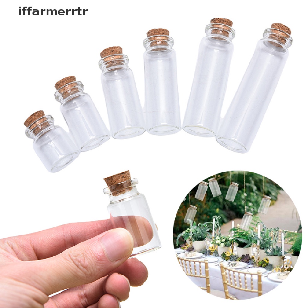 Set 10 Chai Thủy Tinh Mini Có Nút Bần Dùng Trang Trí Đám Cưới