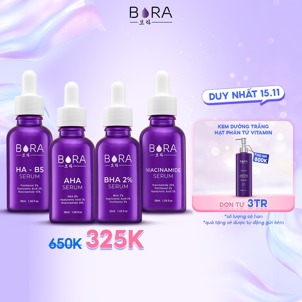 Tinh chất serum dưỡng trắng da, cấp ẩm, ngăn ngừa mụn Bora 30ml