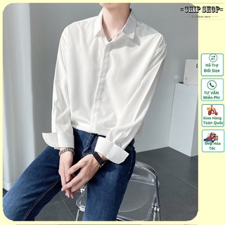 Áo sơ mi nam dài tay form dáng rộng Hàn Quốc nẹp cúc vải lụa cao cấp