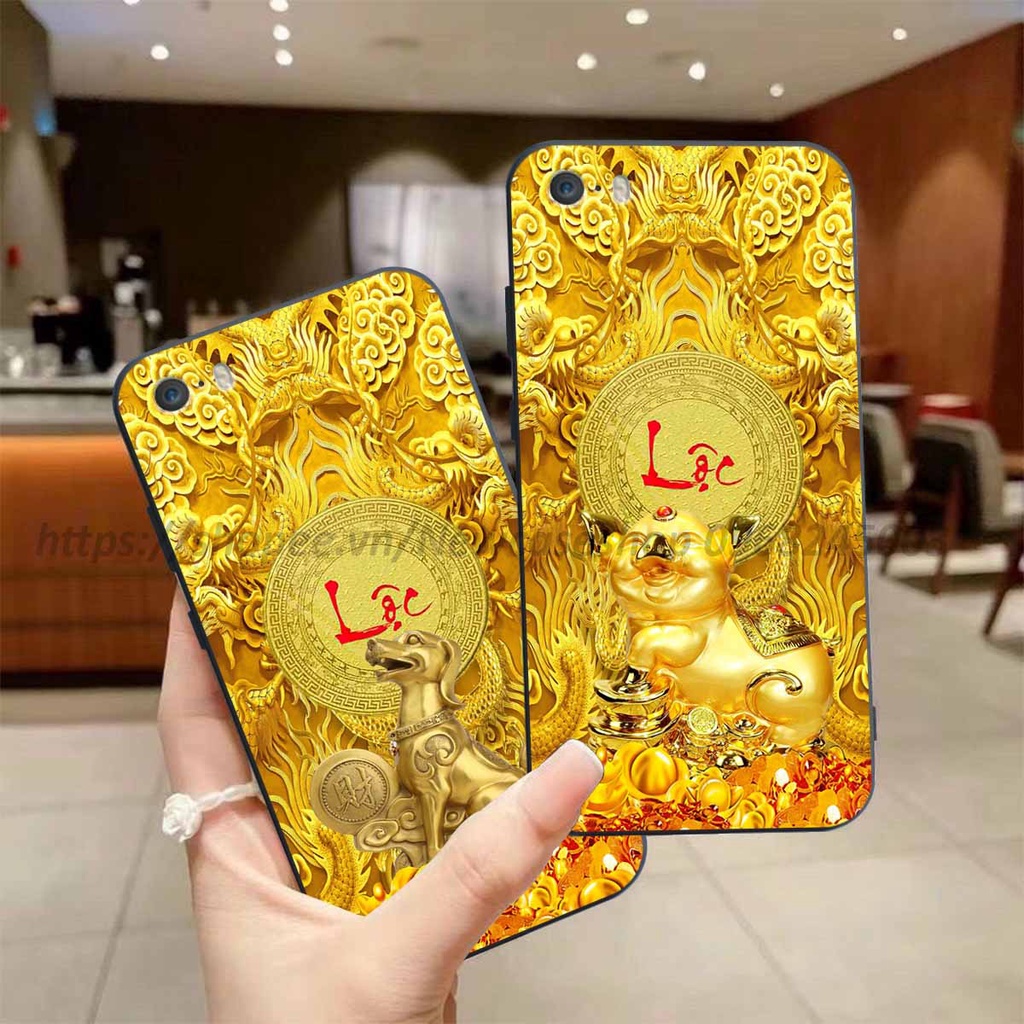 Ốp lưng kính  Iphone 5 / 5S / 5SE in hình 12 Con Giáp Tài Lộc 3D