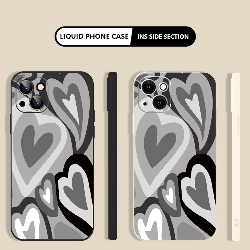 Ốp Điện Thoại tpu Viền Thẳng In Trái Tim Cho iPhone 11 13Pro 14 12 7plus 8plus 7 6 6plus x xr xsmax 11Pro max 14plus