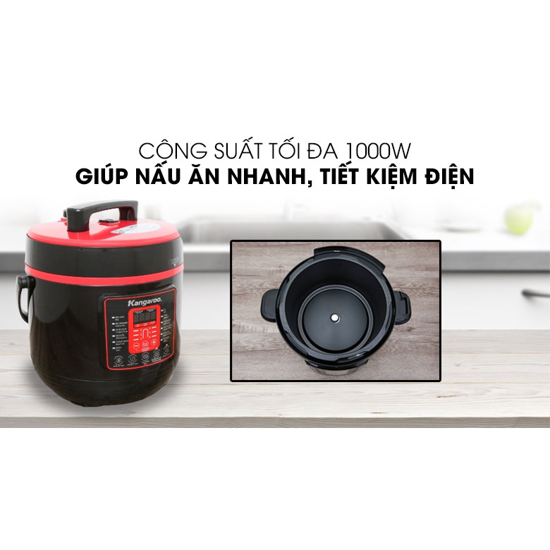 Nồi áp suất Kangaroo KG6P2  , Dung tích 6 lít, 1000W, Bảo hành 12 tháng - Smarthome97