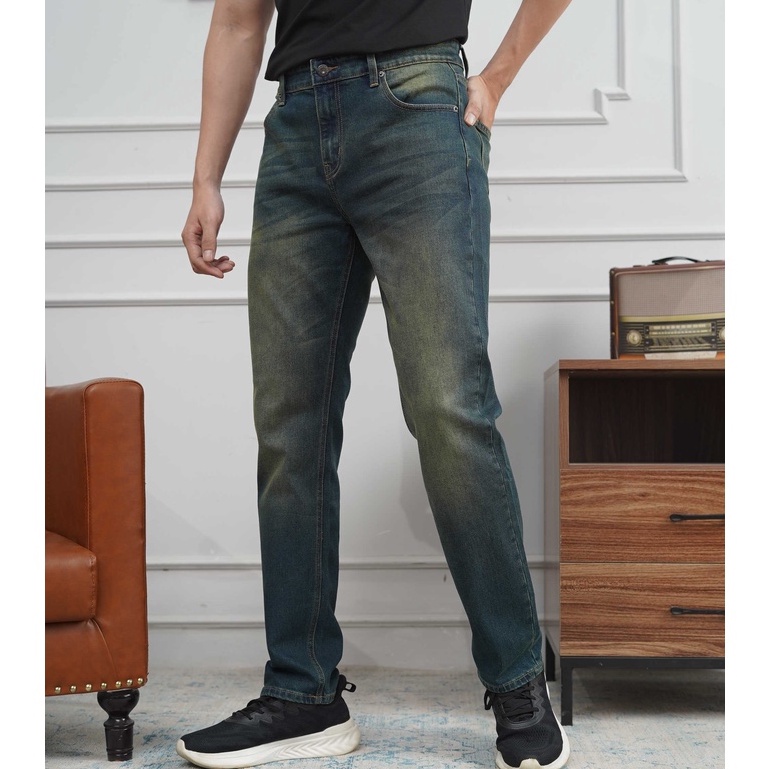 Quần jean nam xanh rêu JONATHAN QJ023 vải denim cao cấp co giãn nhẹ 4 chiều, form dáng chuẩn đẹp, trẻ trung, hottrend