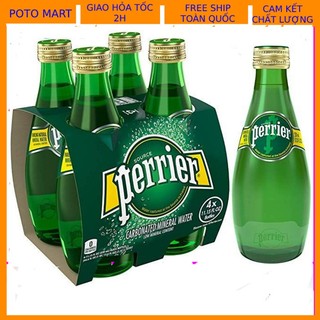 Nước khoáng thiên nhiên chai thủy tinh có gas hiệu Perrier 330ml