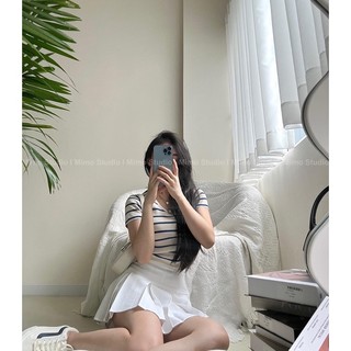Áo len sọc tay ngắn