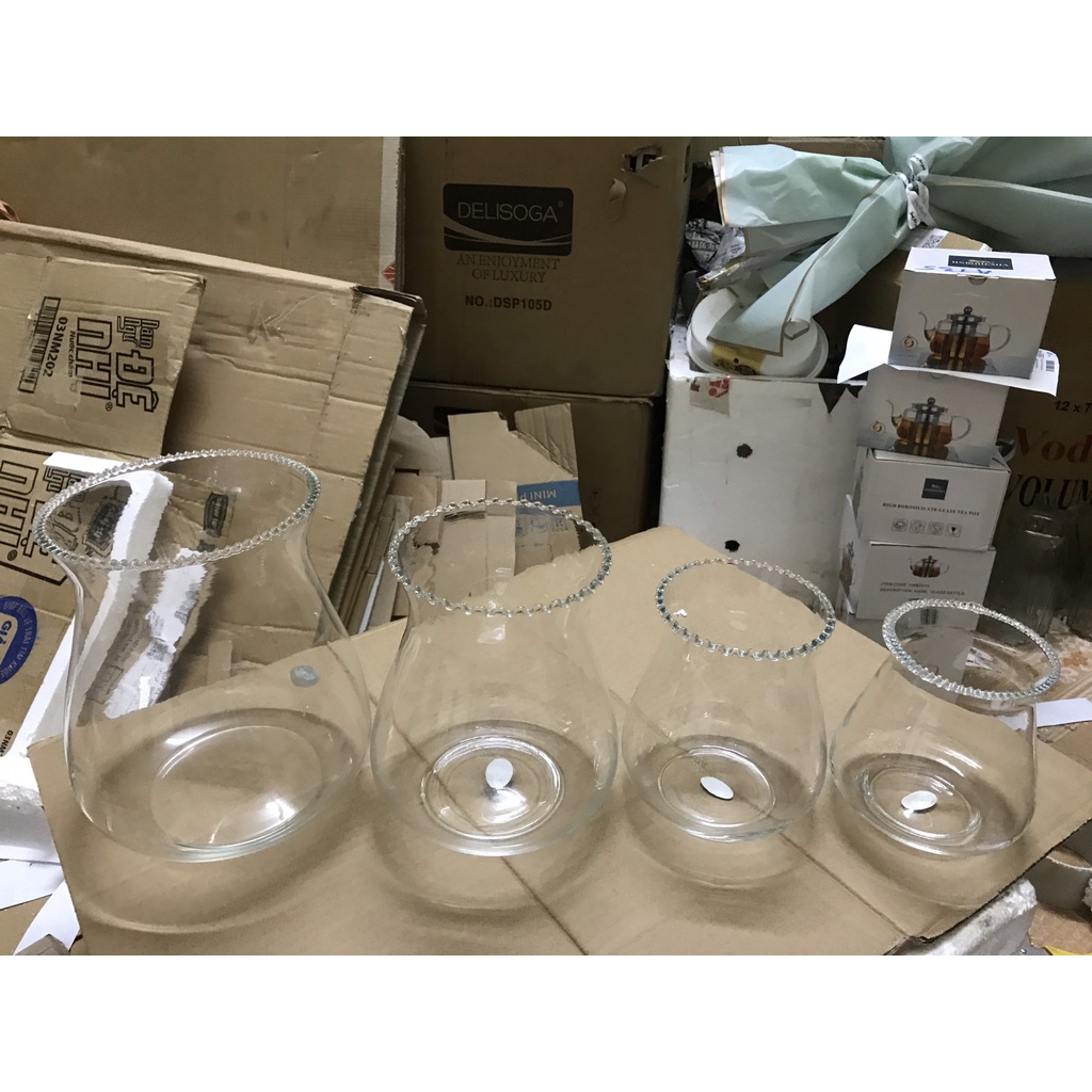 Bình thủy tinh cắm hoa/ TRỤ LOE cắm hoa nhiều kích thước, trụ thắt eo, thủy tinh trong veo phù hợp nhiều loại hoa