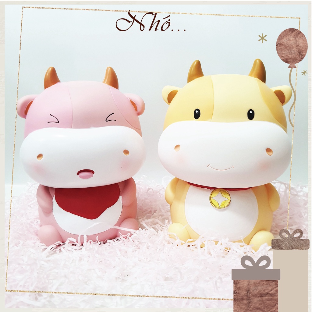 (Sẵn SG) Ống Heo Tiết Kiệm Hình Con Bò Sữa có chỗ lấy, Quà Tặng Trang Trí Nhớ Gift Shop nhogiftshop