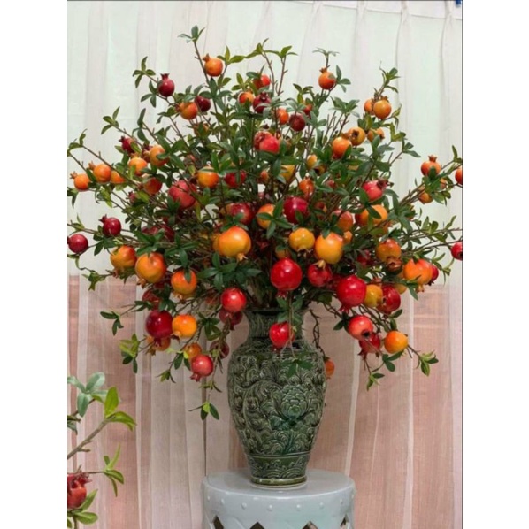 1 cành lựu giả có trái dài 80cm - trái cây giả - hoa giả - Hương Flower