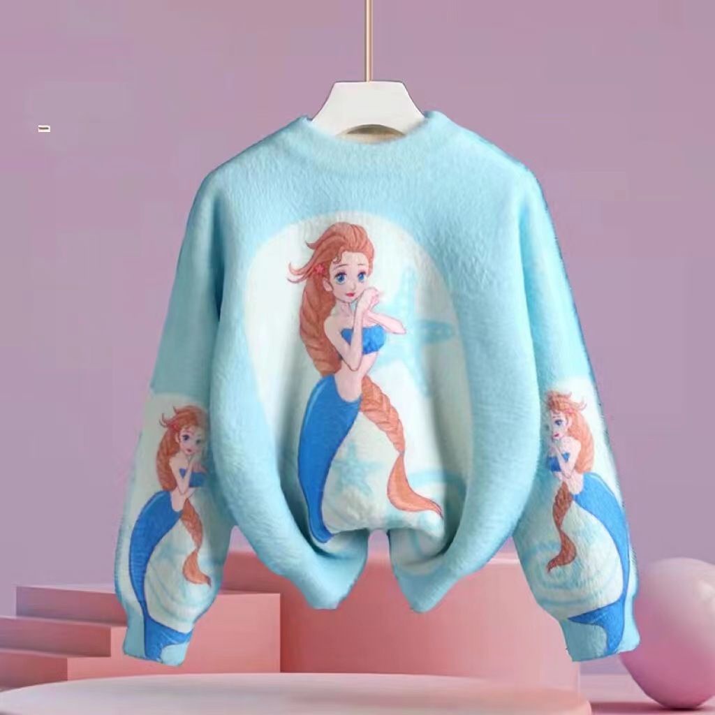 Hellokitty Áo Len In Hoạt Hình Nàng Tiên Cá Hello Kitty Màu Xanh Dương Thời Trang 2022 2022 1117