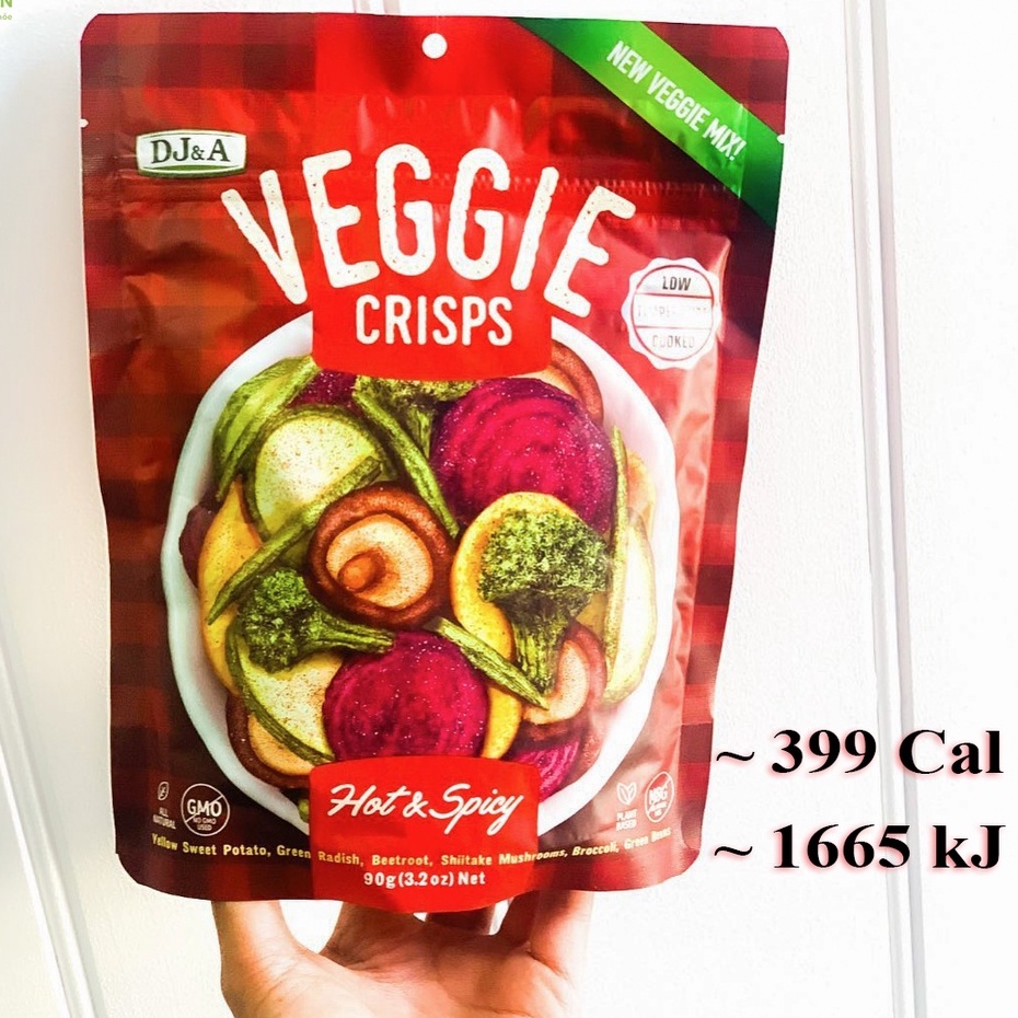 Snack Rau Củ Sấy Giòn Vị Cay DJ&A 90g - Phù hợp ăn kiêng - Veggie Mix - DJ&A Veggie Crisps - Giảm Cân