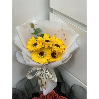 Bó hoa hướng dương sáp 5 bông