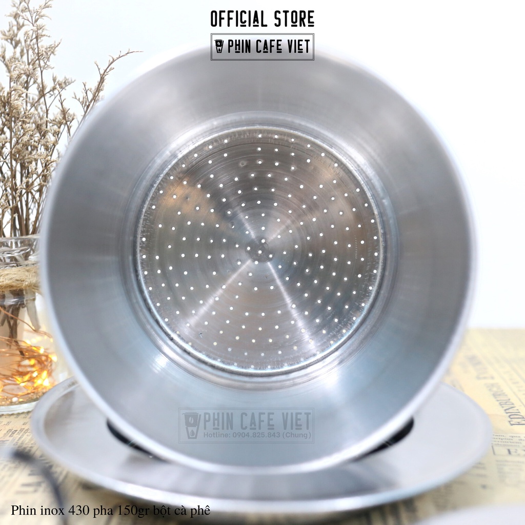 Phin inox 430 loại dày pha 150gr bột cà phê nguyên chất