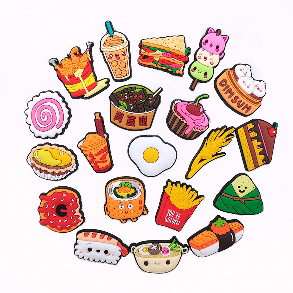 1 Phụ Kiện Nút Trang Trí Hình Bánh Hamburger / Giày Dép / Kẹp Thịt Bò JIBZ