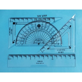 ERAS E901 bộ dụng học sinh 4 món:  êke, thước kẻ, thước đo độ.