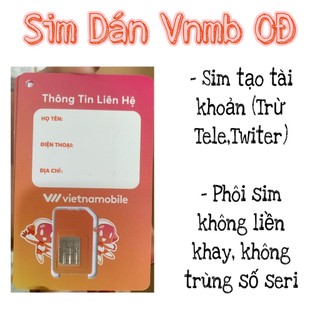 Sim dán vnmb 0đ tạo tài khoản - không data 4g