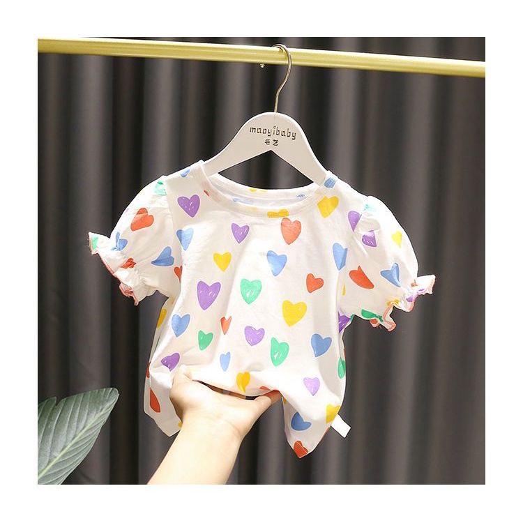 Áo Thun Cotton Thân Thiện Với Da Thoáng Khí Nhiều Màu Sắc Dễ Thương Cho Bé Gái 1-5 Tuổi