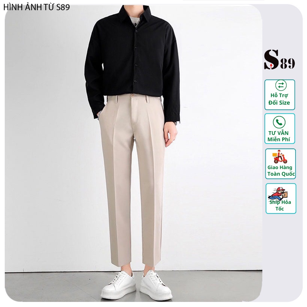 -  Set quần áo sơ mi  nam quần tây nam đen + áo sơ mi nam đen và trắng dài tay