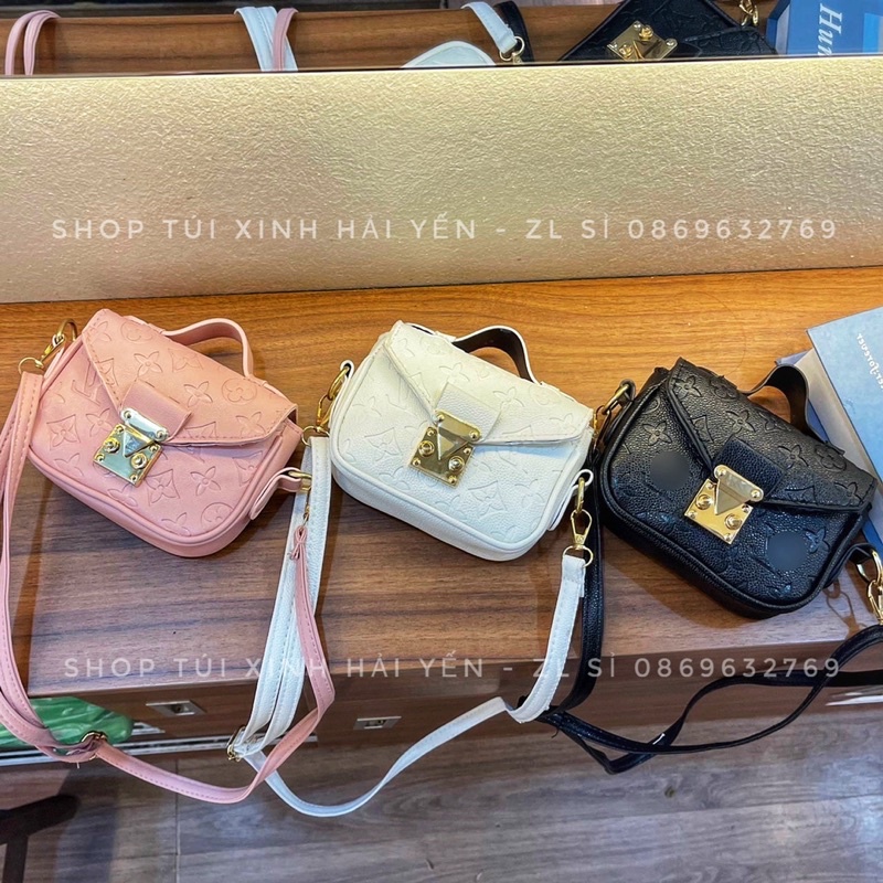 Túi đeo chéo, túi mini hoạ tiết hoa in chìm khoá miu sập kiểu dáng cute dễ thương