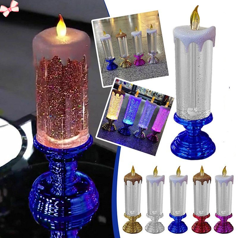 Đèn LED Hình Nến Pha Lê 7 Màu Sắc Gradient Độc Đáo Trang Trí Tiệc Cưới / Sinh Nhật / Giáng Sinh