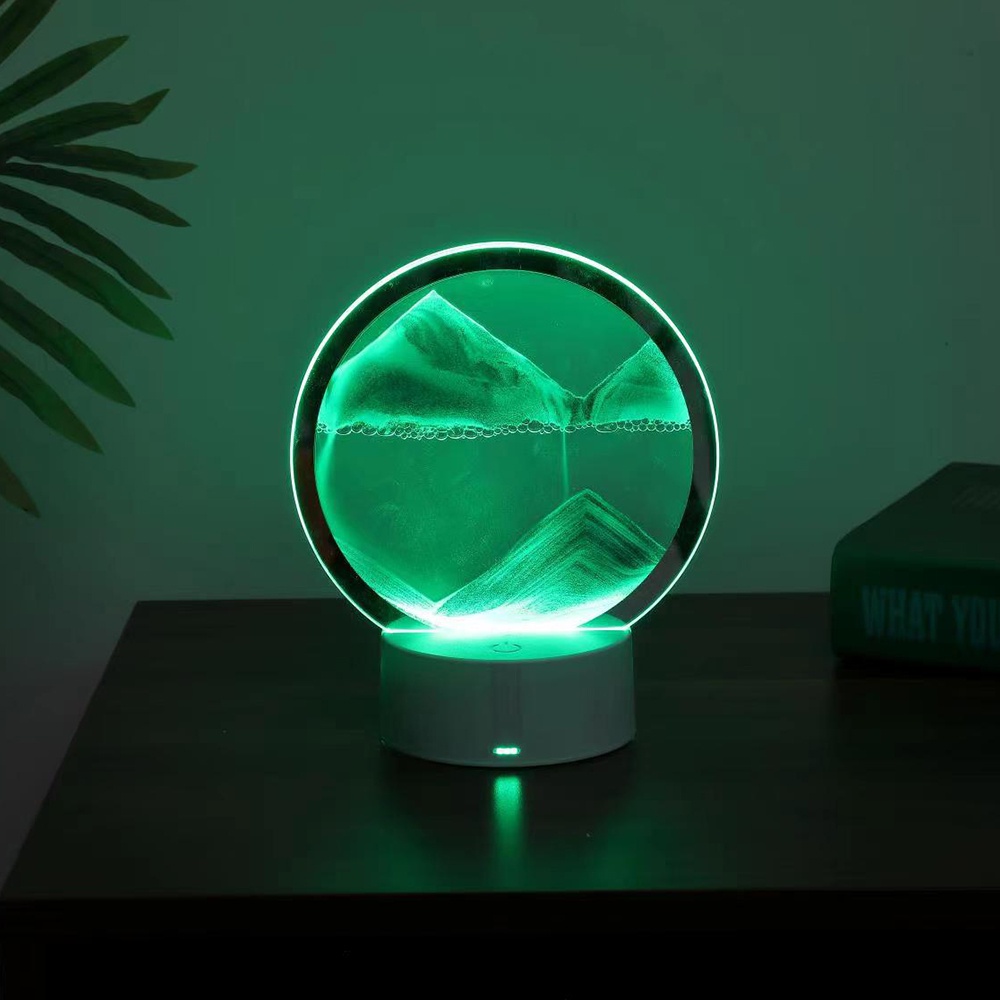 Đèn ngủ đồng hồ cát chảy VIRWIR 3D 7 màu sắc có đế giữ để bàn sạc USB độc đáo trang trí nhà cửa