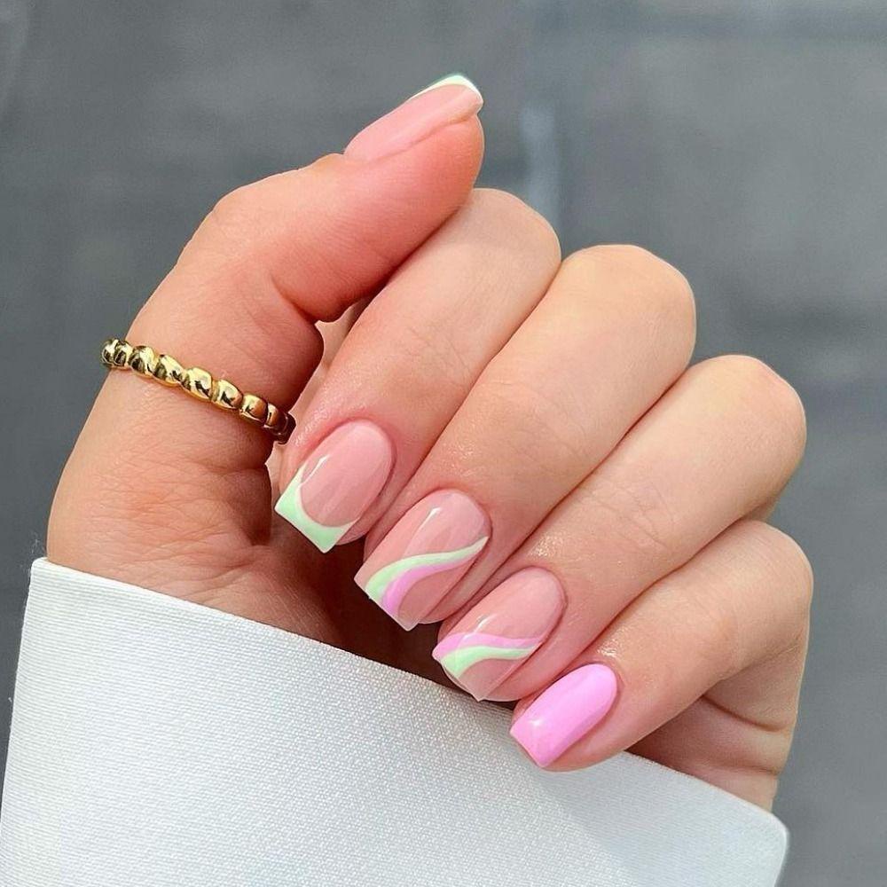 CACTU Bộ 24 Móng Tay Giả Dạng Nhấn Độc Đáo Tiện Dụng
