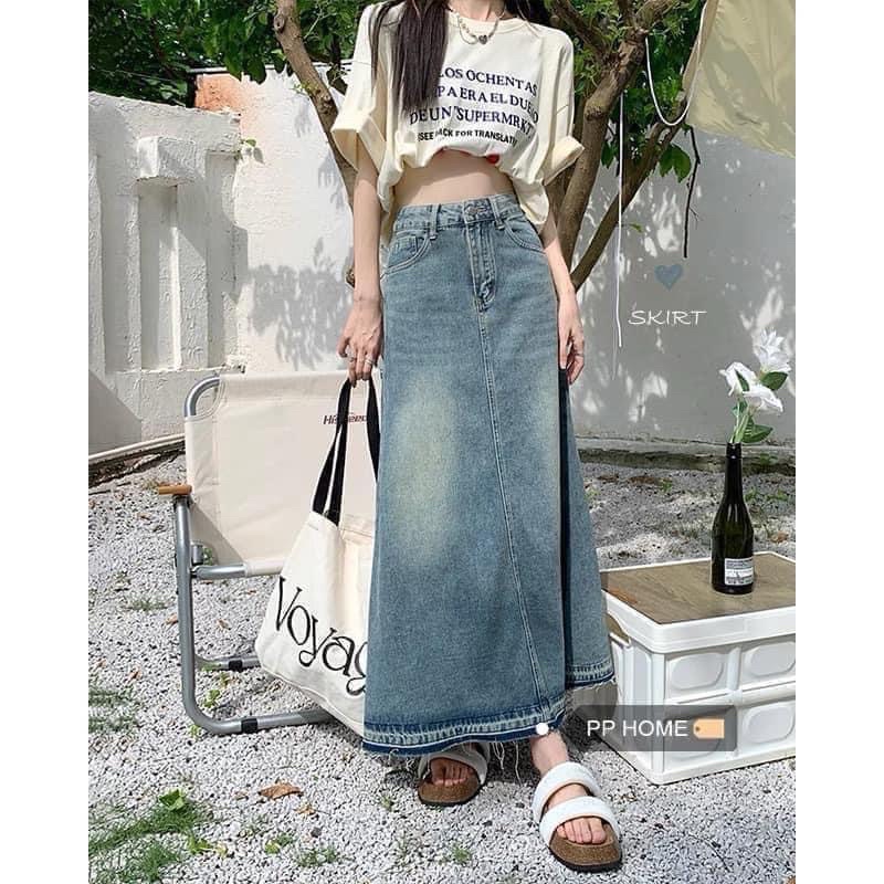 CHÂN VÁY BÒ ĐANG DÀI ❤️ HÀNG QC LOẠI 1