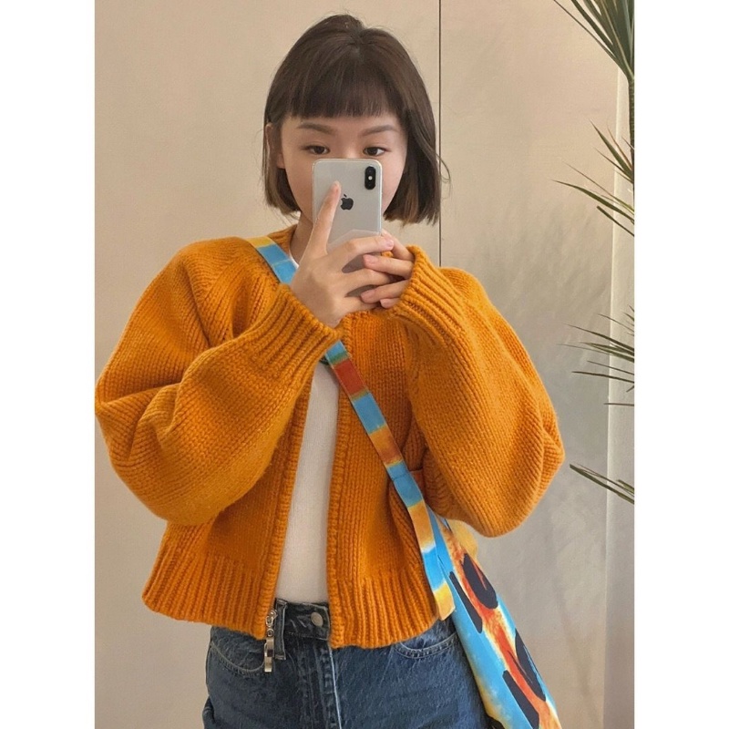 Áo Khoác Cardigan Dệt Kim Dáng Ngắn Phối Khóa Kéo Thời Trang Mùa Thu Mới Cho Nữ