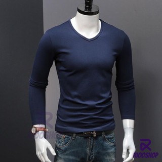 [XẢ KHO] Áo thun nam tay dài cổ tim trơn cao cấp RKL001- áo phông nam dài tay đẹp