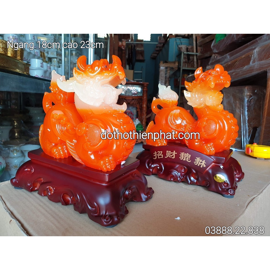Cặp tỳ hưu phong thủy ngồi màu đỏ mẫu mới loại 1