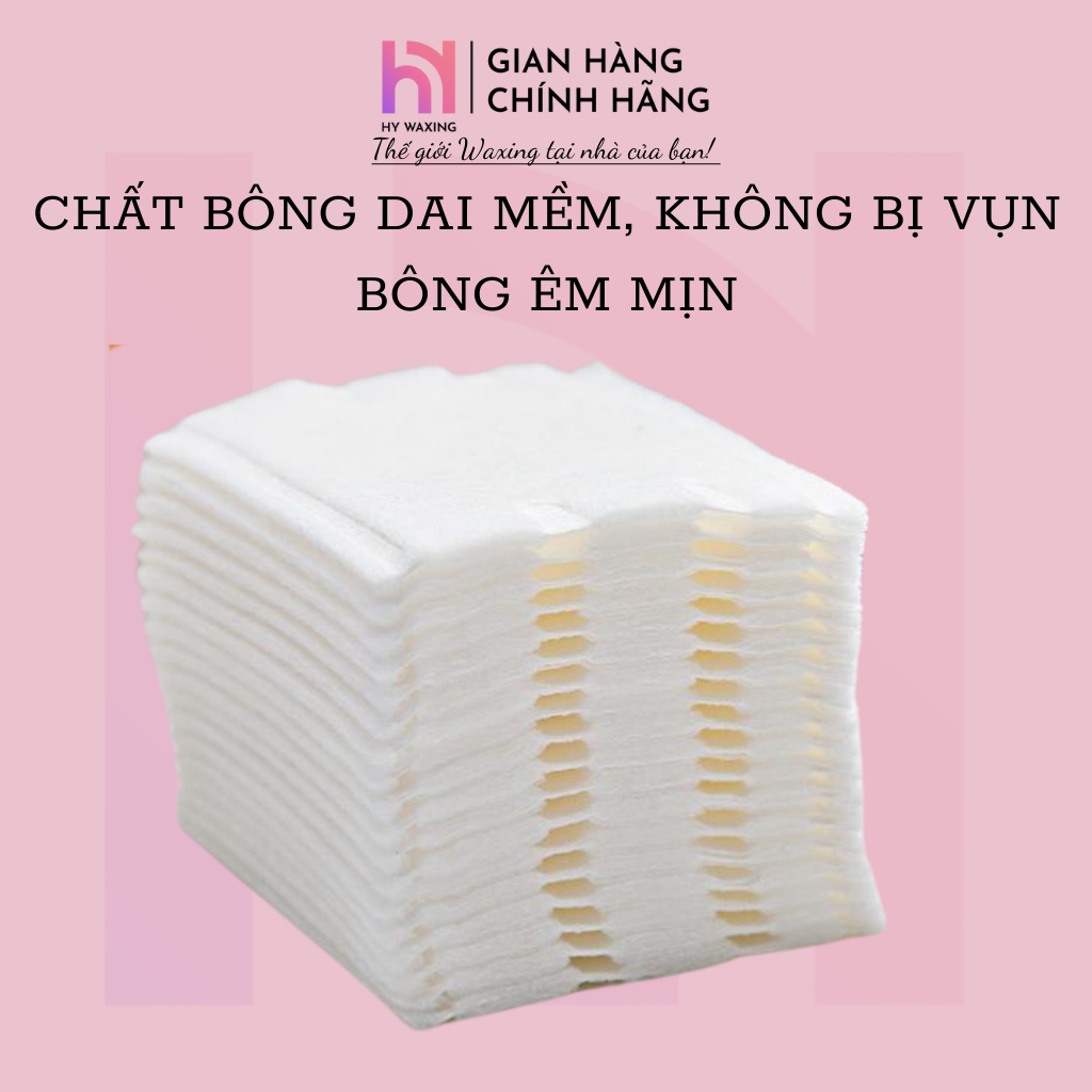 Bông Tẩy Trang 222 Miếng 3 Lớp Cotton Sợi Tự Nhiên HY WAXING, Phù Hợp Mọi Loại Da 8385