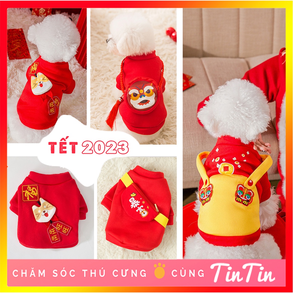 Quần Áo Tết Cho Chó Mèo Hoạ Tiết Nổi - Áo Mặc Tết Cho Thú Cưng #Tintin Pet Store