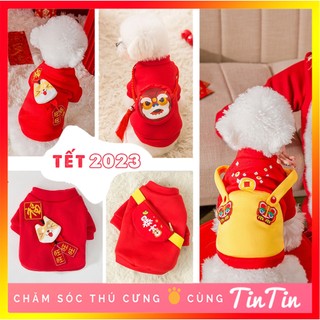 Quần Áo Tết Cho Chó Mèo Hoạ Tiết Nổi - Áo Mặc Tết Cho Thú Cưng