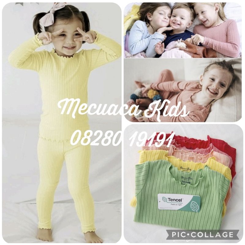 Bộ thun dài tay co giãn mềm mỏng cuốn viền Vaenait baby xuất dư xịn cho bé gái