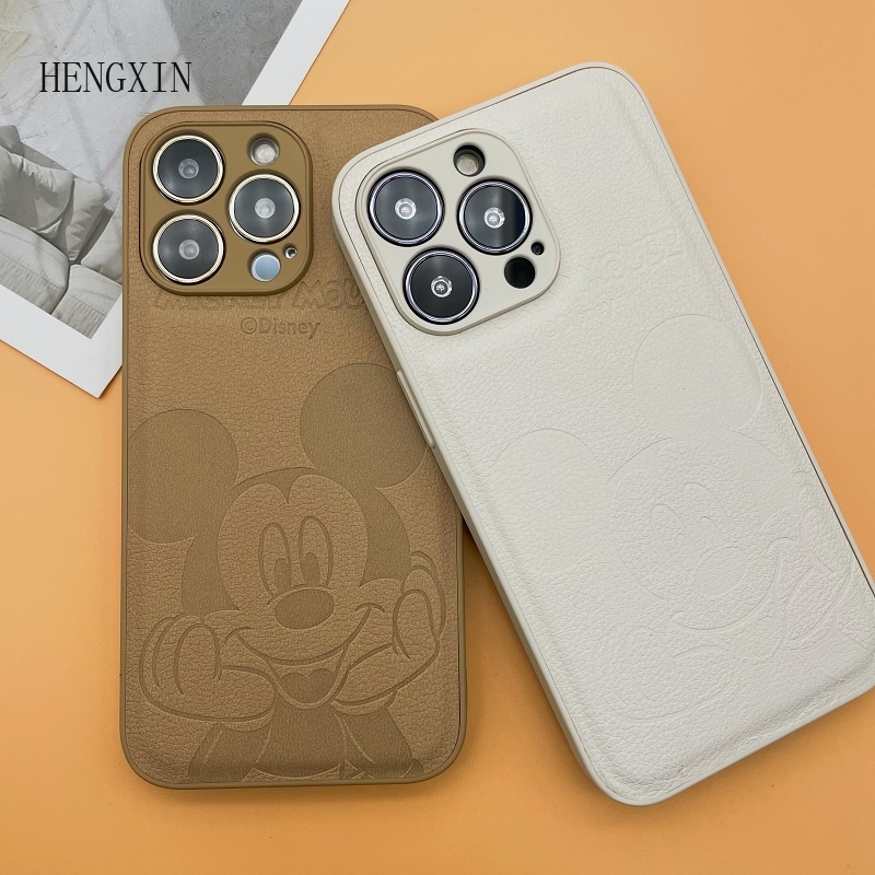 Ốp Điện Thoại Da Họa Tiết Chuột Mickey Cho Iphone 14 14pro 14plus 14promax