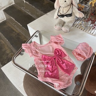Bộ bơi hở lưng gắn nơ xinh lung linh, cho bé gái từ 10 - 35kg