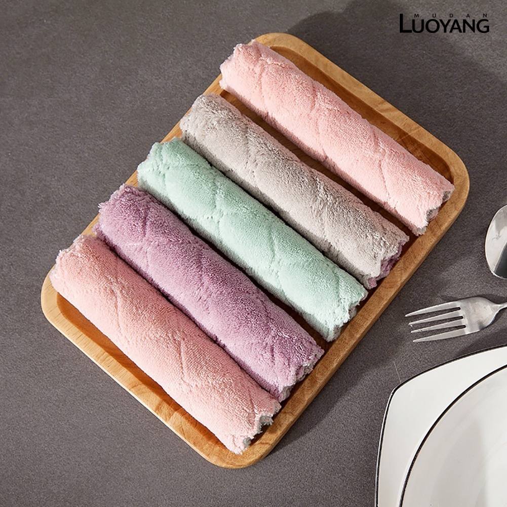 Set 5 Khăn Lau Chén Dĩa Hai Mặt Thấm Hút Tốt Chống Dầu Mỡ