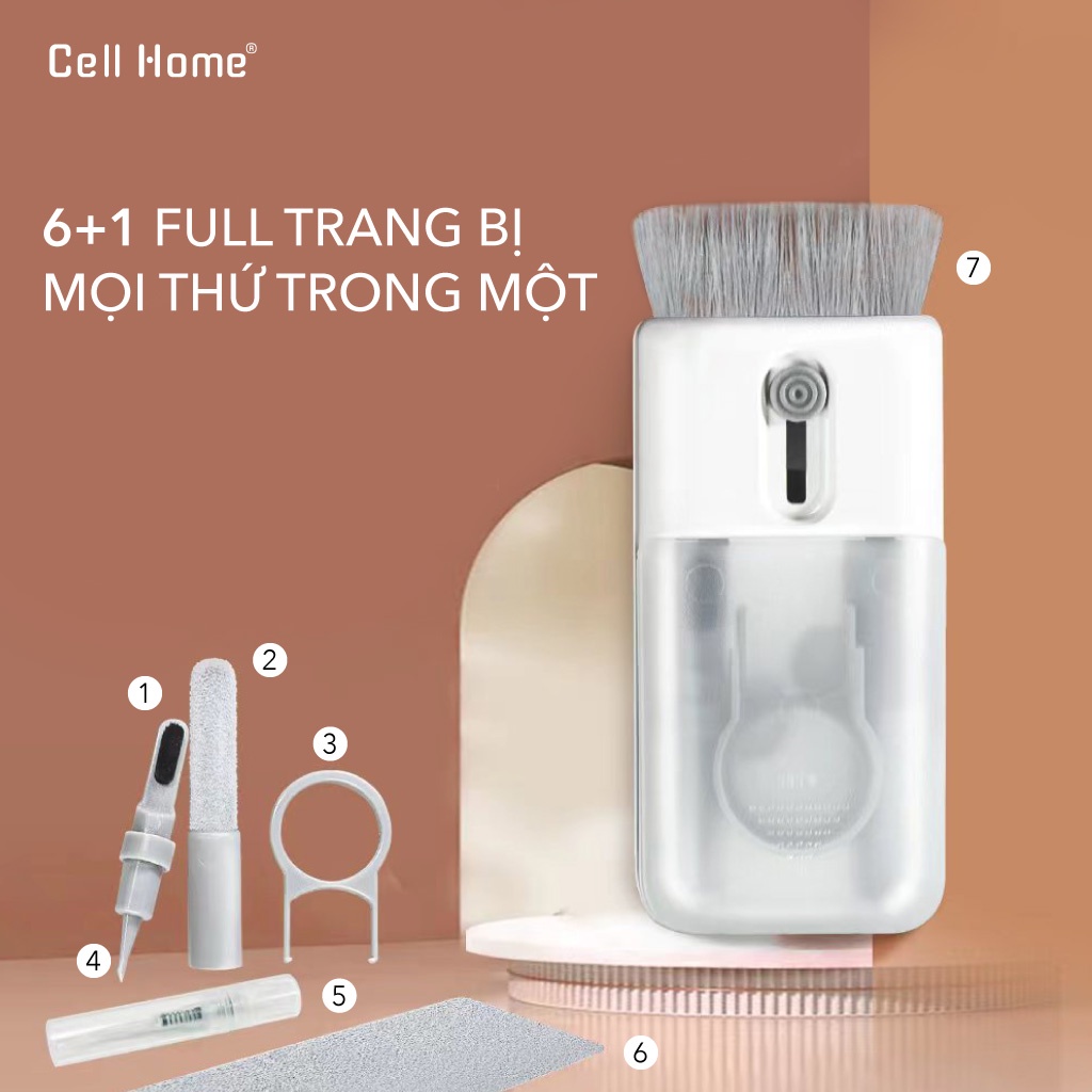 Bộ dụng cụ vệ sinh laptop tai nghe bàn phím cơ màn hình máy tính 6 món trong 1 đa năng