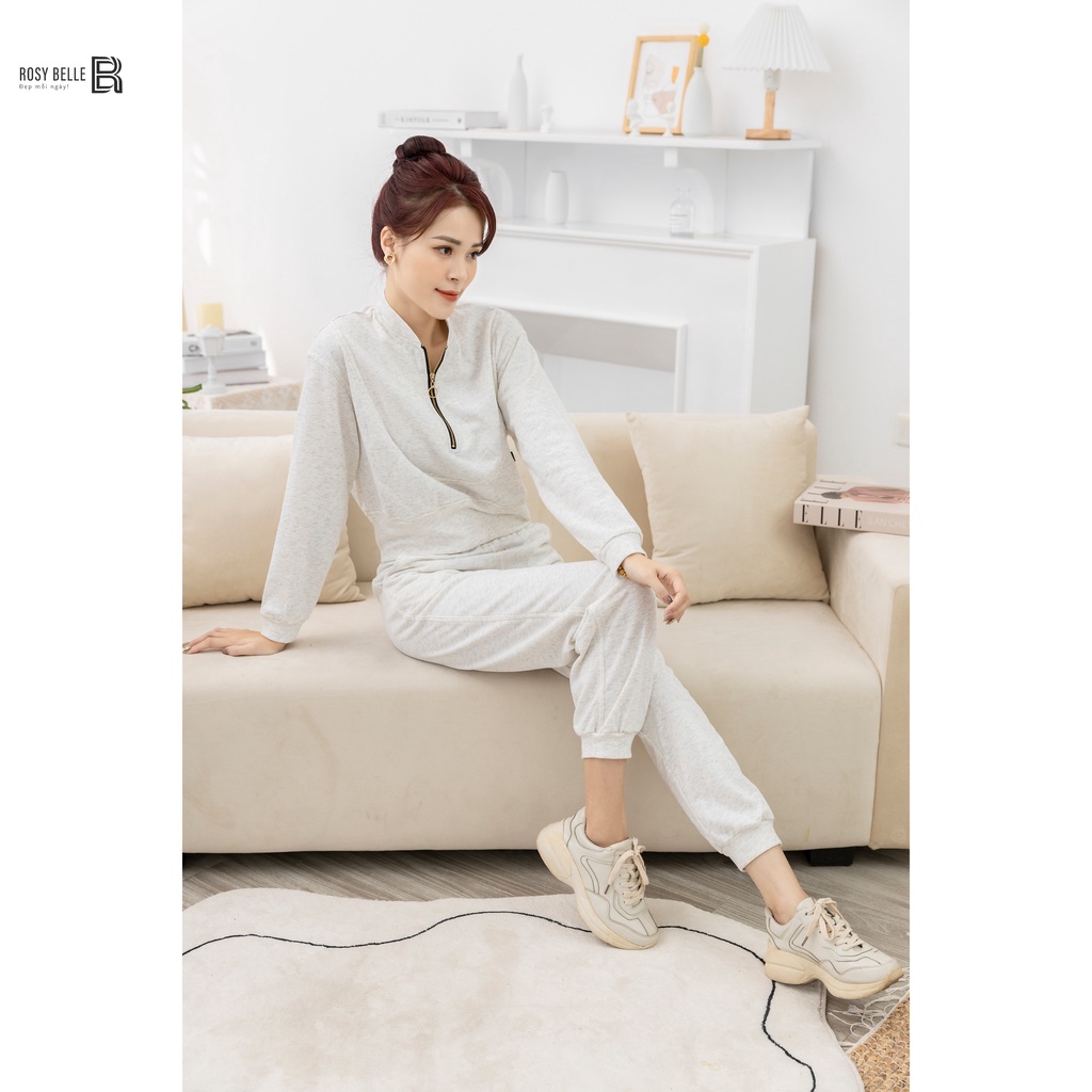 Bộ Nỉ Nữ Thu Đông 3057 Quần Áo Dài Tay Trẻ Trung Phong Cách Hàn Quốc Thời Trang Thiết Kế Rosy Belle