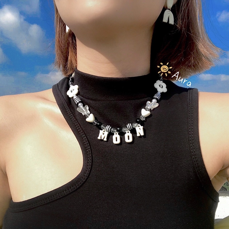 Vòng cổ gắn tên Pastel cute Handmade Aura