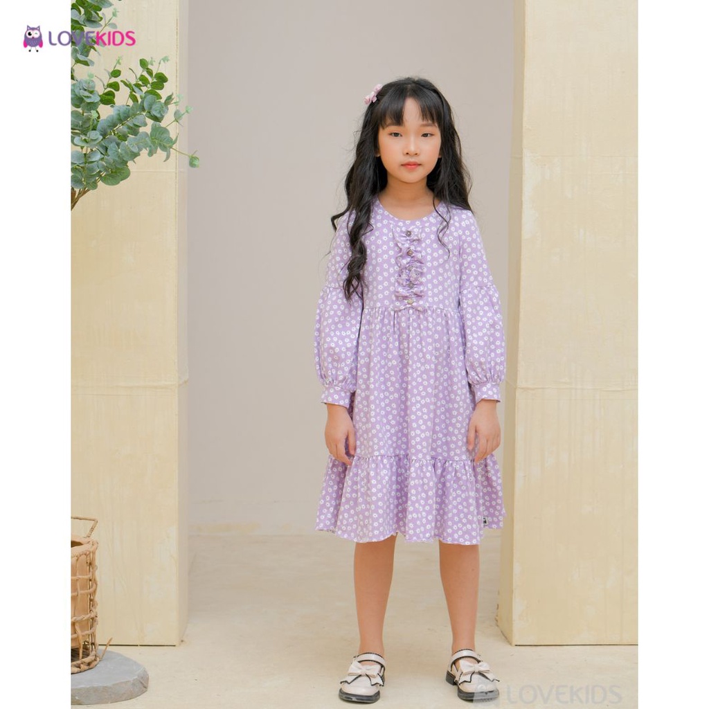 Váy thun Lovekids đuôi cá tay phồng, vải cotton mềm mịn, thoáng mát, size từ 3 đến 10 tuổi