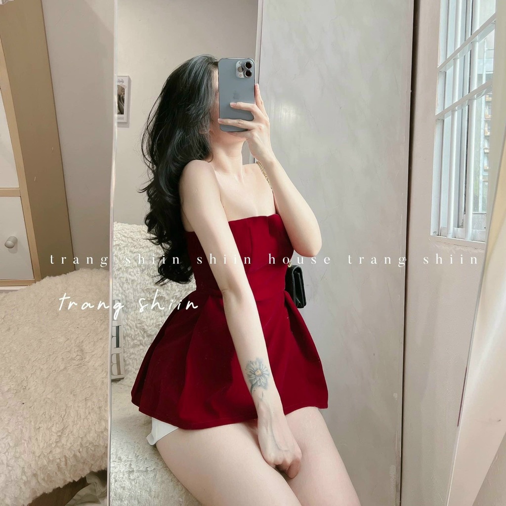 Set Bộ Đồ Nữ Áo Cúp Ngực Chất Nhung Như Hình Phối Quần Short Đùi Trẻ Trung, Sét Tiểu Thư Nữ Đi Tiệc