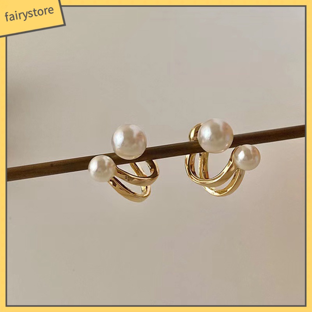 1 Đôi Khuyên Tai Ngọc Trai Giả Hai Lớp Thời Trang Cho Nữ