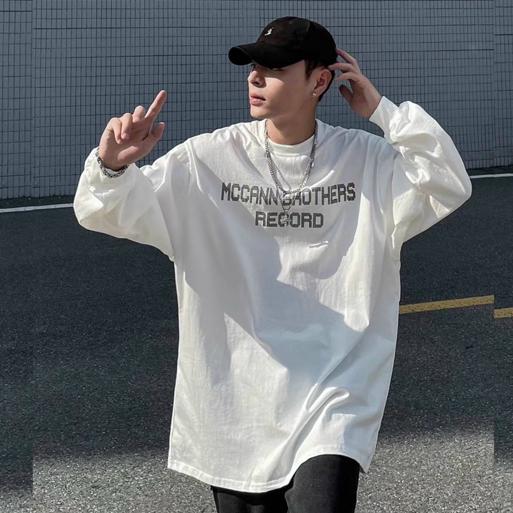 Áo sweater unisex MCCANN BROTHER, áo longtee dài tay họa tiết mặt người form rộng XESINU
