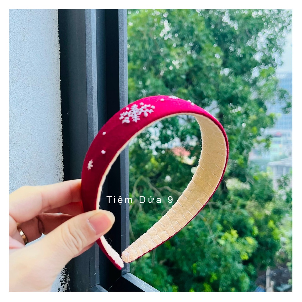 Bờm cài tóc thêu tay noel - Quà tặng Noel cao cấp