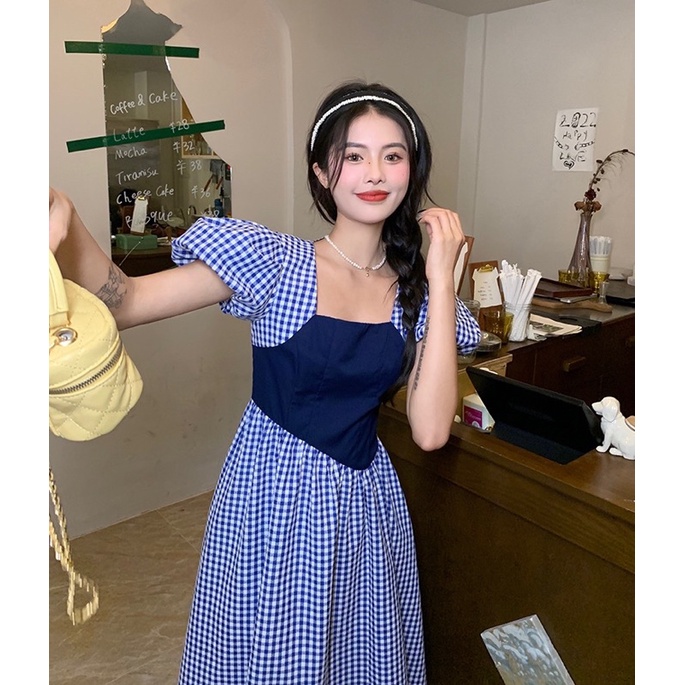 𝐌𝐀𝐑𝐈𝐒 𝐃𝐑𝐄𝐒𝐒 - Đầm caro tay bồng